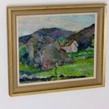 Original Early Century Swedish Oil On Canvas Painting" Abstract Landscape " by Gertrud de Val