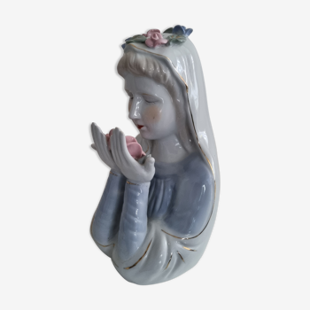 Ancienne statuette Vierge Marie en porcelaine