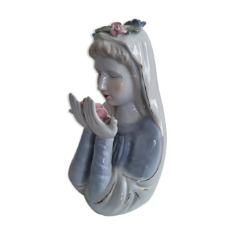 Ancienne statuette Vierge Marie en porcelaine