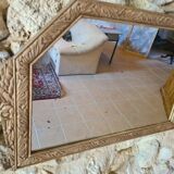Art Deco hexagonal wooden mirror