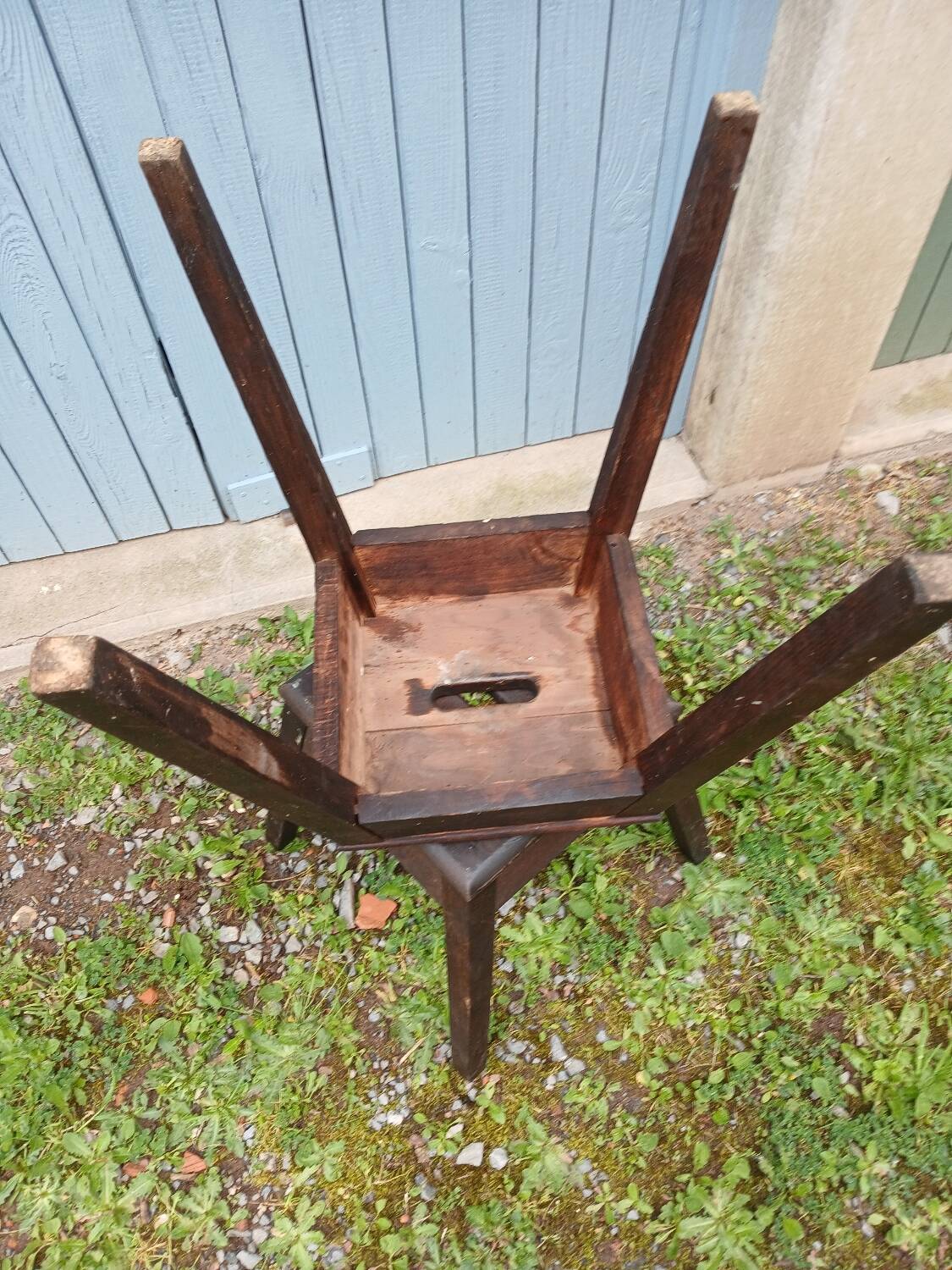 2 antique wooden workshop stools