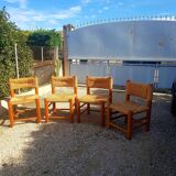 set of 4 mulched pine chairs