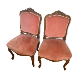 Chaises velours rose