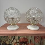 Pair of vintage globe wall lights in cut glass