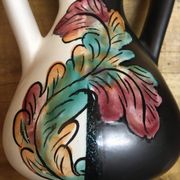 Black and white Vallauris vase, H. Caillet flower, vintage graphic 1960 1970