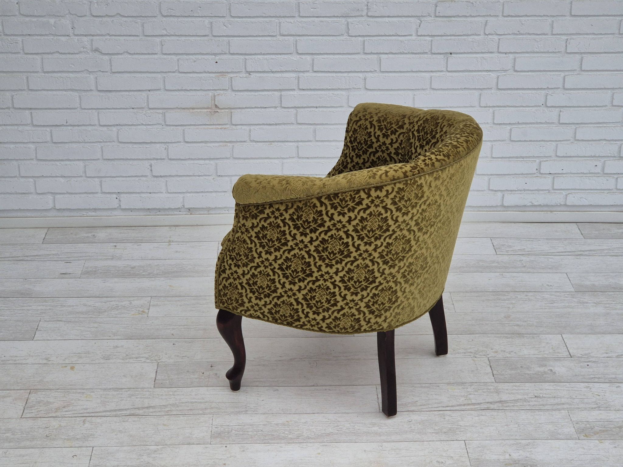 1950s, Danish lounge chair, reupholstered, green furniture fabric.