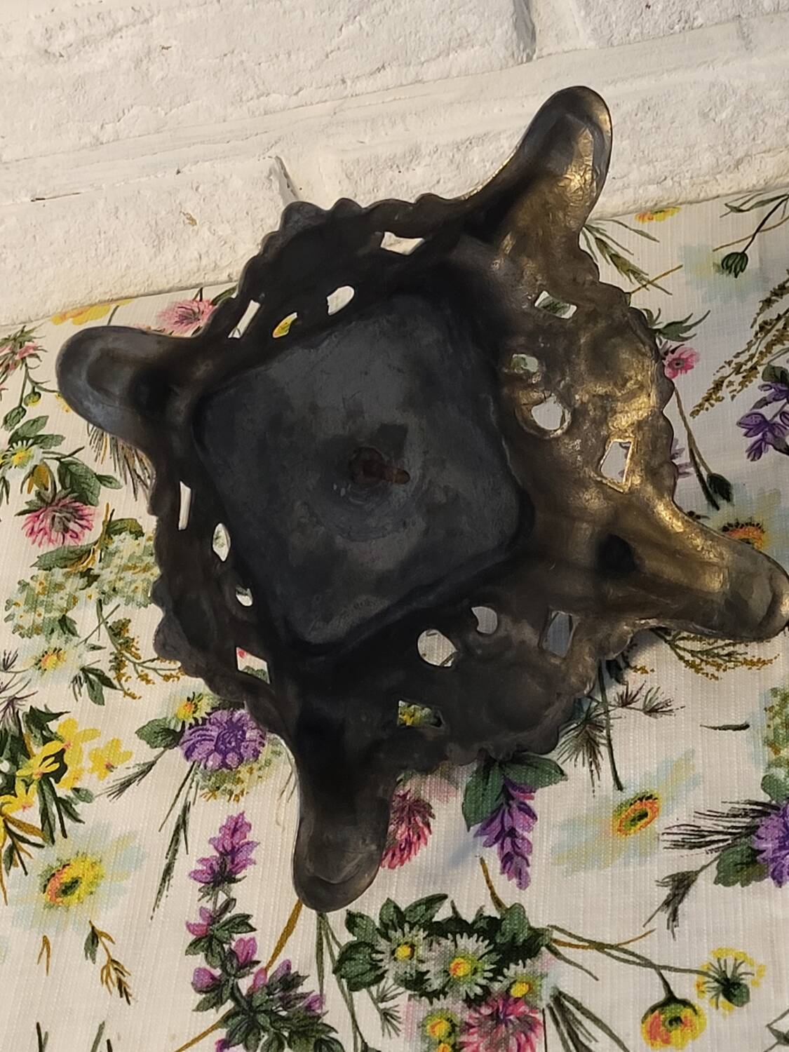 Silver metal candle holder