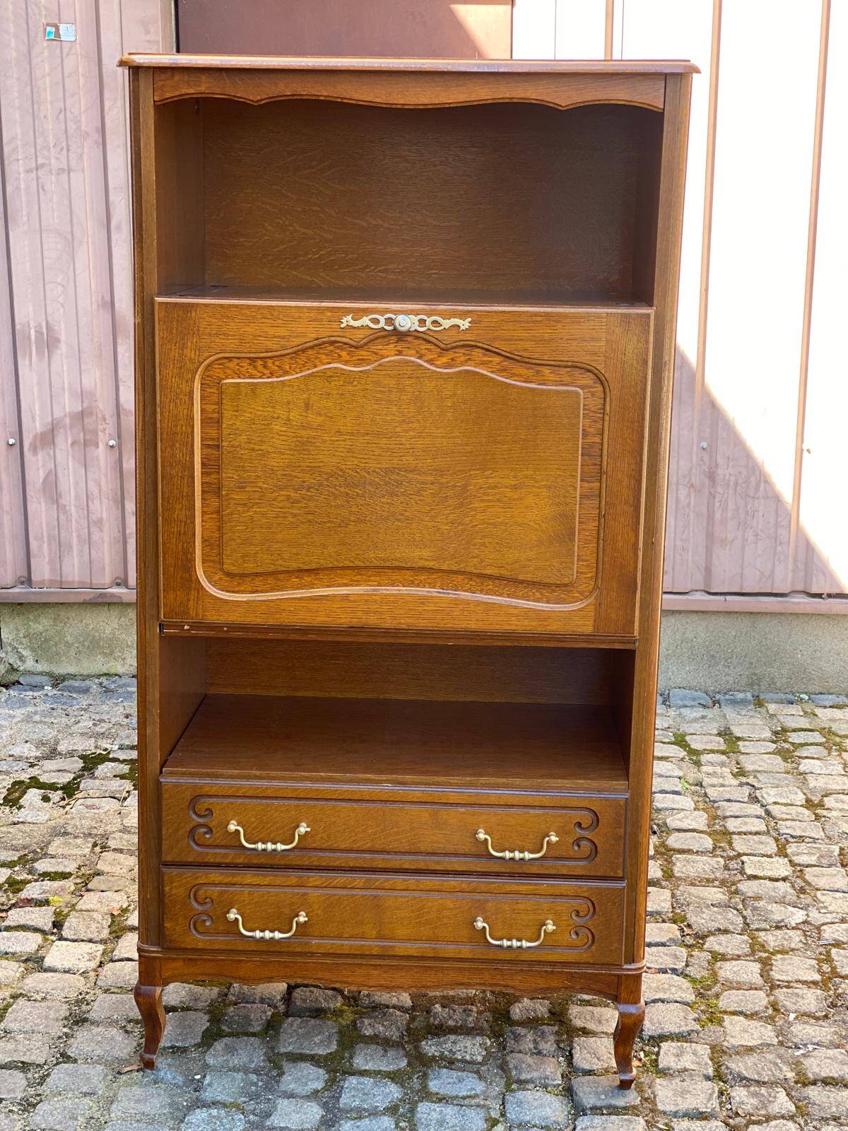 Louis XV Art Nouveau secretary, solid wood, medium satin oak