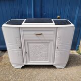 1930 Art Deco sideboard with floral motifs and marble top
