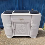 1930 Art Deco sideboard with floral motifs and marble top