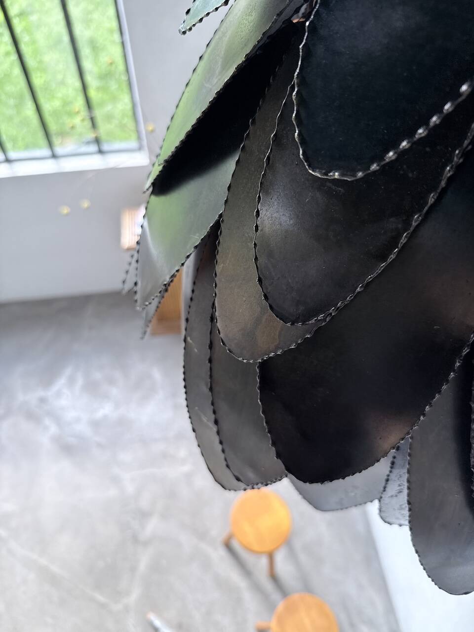 Brutalist suspension Jansen metal welded flower