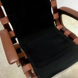 Scandinavian leather lounge chair by Elsa & Nordahl Solheim for Rybo Rykken, 1960s