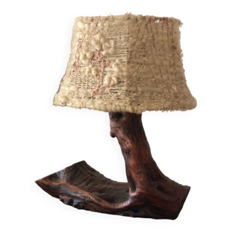 Vintage wooden brutalist lamp