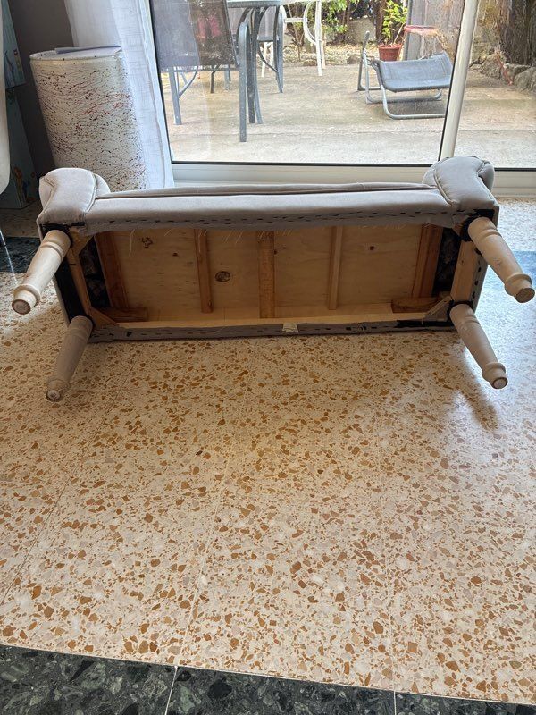 Wood and fabric bench