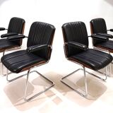 Martin Stoll set of 4 leather dining/conference chairs by Prof. Karl Dittert