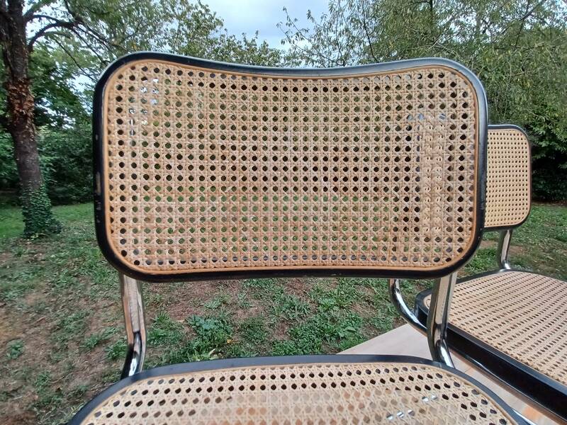 Pair of Marcel Breuer B32 Cesca black chairs