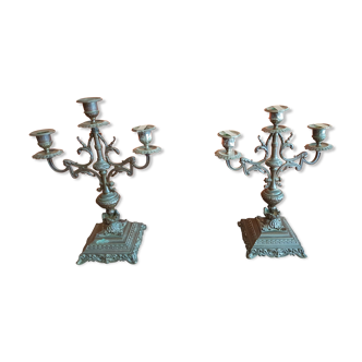 Paire de chandeliers en bronze