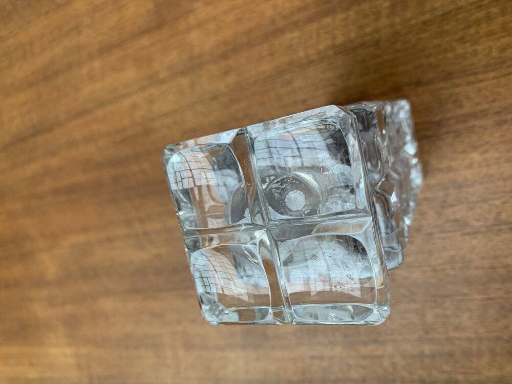 Vintage German Lead Crystal Block Vase, 1970s