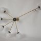 Chandelier vintage Stilnovo des années 60 en laiton et verre, 6xE14.