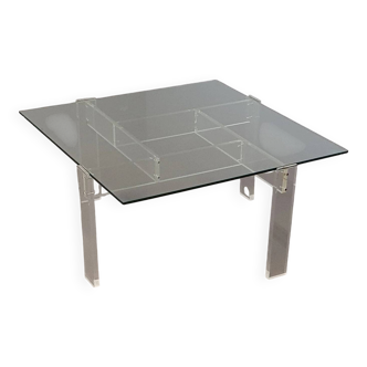 Table basse vintage de Swart. En verre acrylique avec plateau en verre.