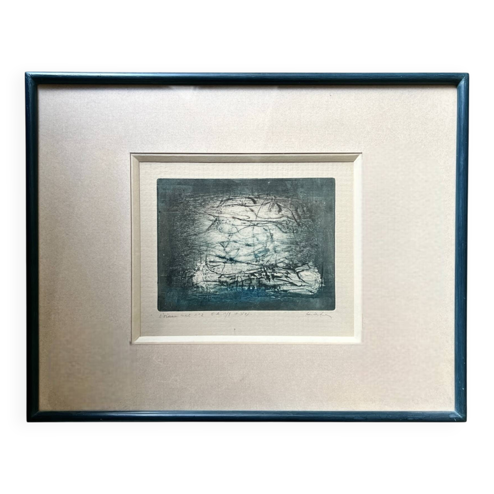 1/8 lithograph framed and signed by the artist oil and mixed media