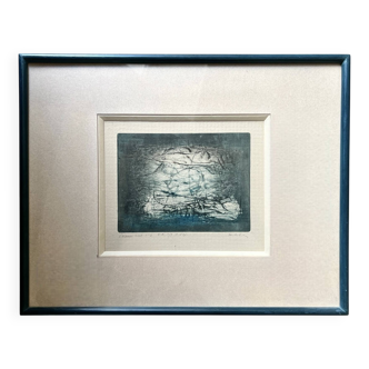lithographie 1/8 encadré et signé de l'artiste huile et techniques mixtes
