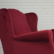 1960s, Danish armchair, red furniture velour, beech wood legs.