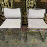 8 1970 chairs in chromed metal "made an Italy" restored