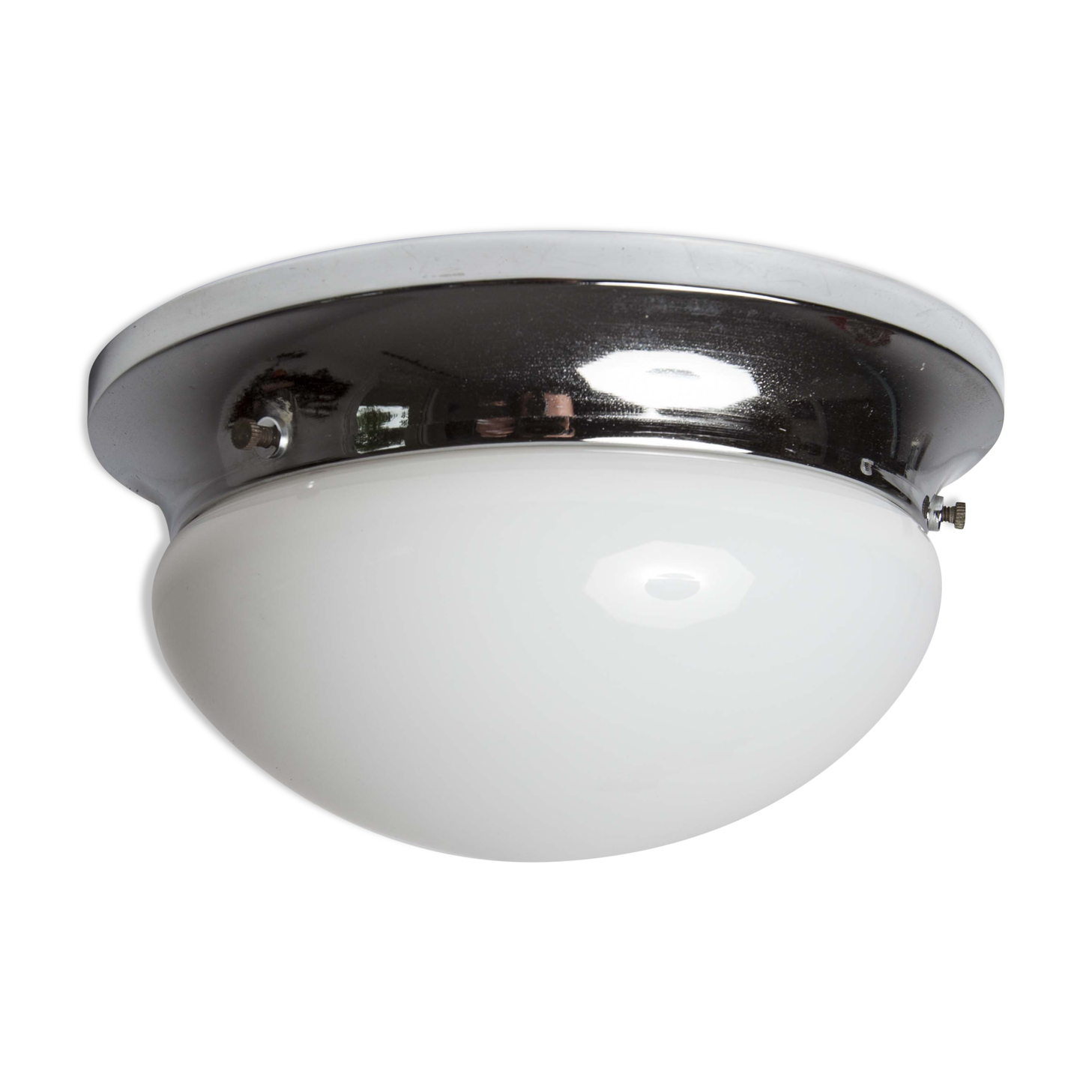 Opaline and chrome ceiling light  60s