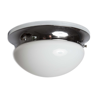 Opaline and chrome ceiling light  60s