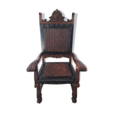 Spain truncated chair solid wood scuplté and leather