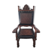Spain truncated chair solid wood scuplté and leather