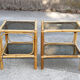 Pair of bamboo and smoked glass vintage bedside tables