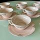 Set de tasses en porcelaine art déco rose et argent 1940