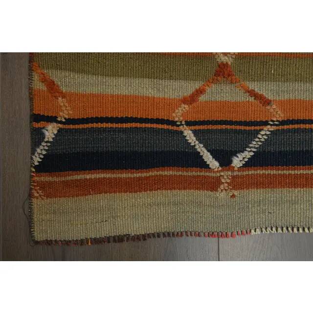 1970s Vintage Turkish Oushak Handmade  Colorful Runner Rug 84x275