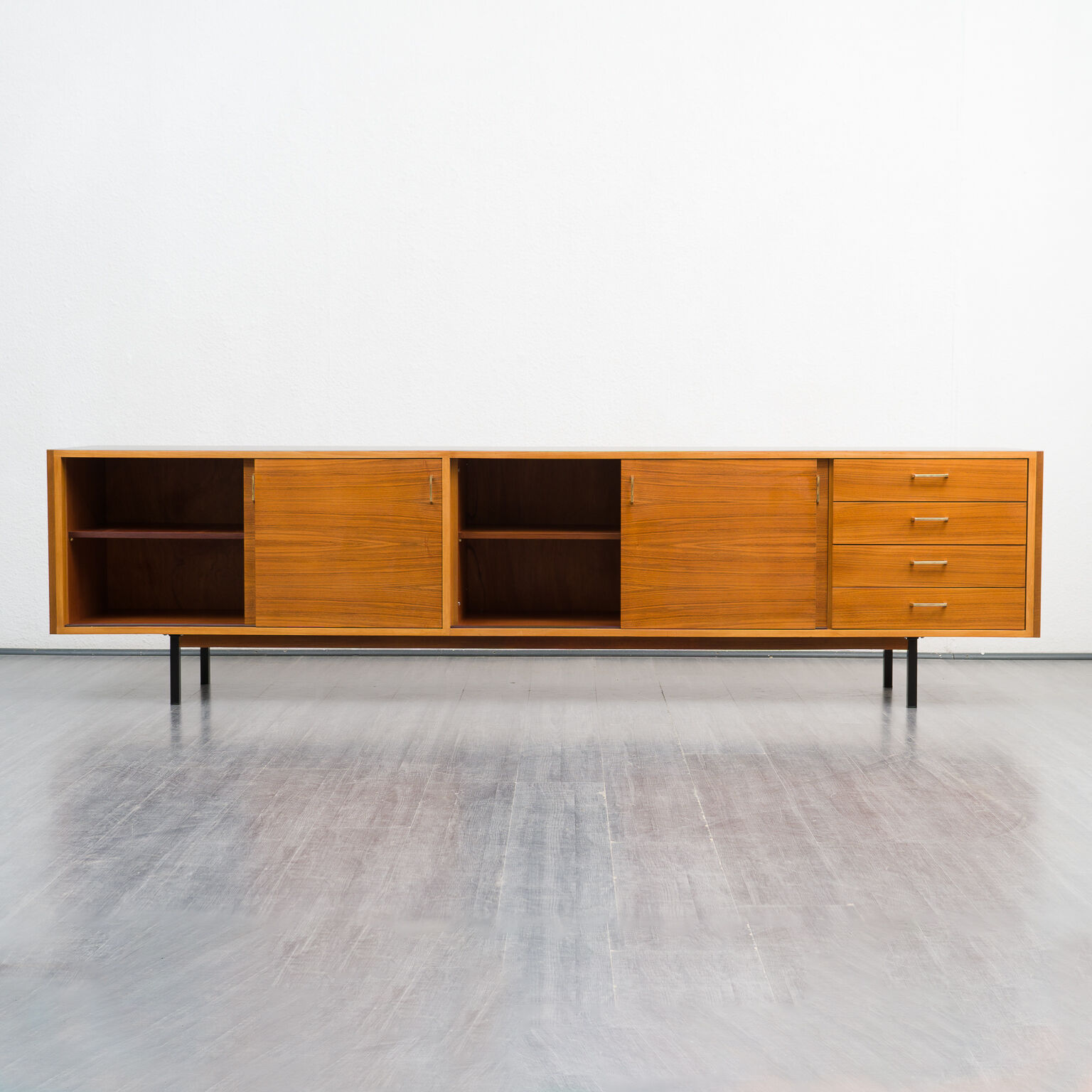 Sideboard 60s, walnut, restored, 272cm