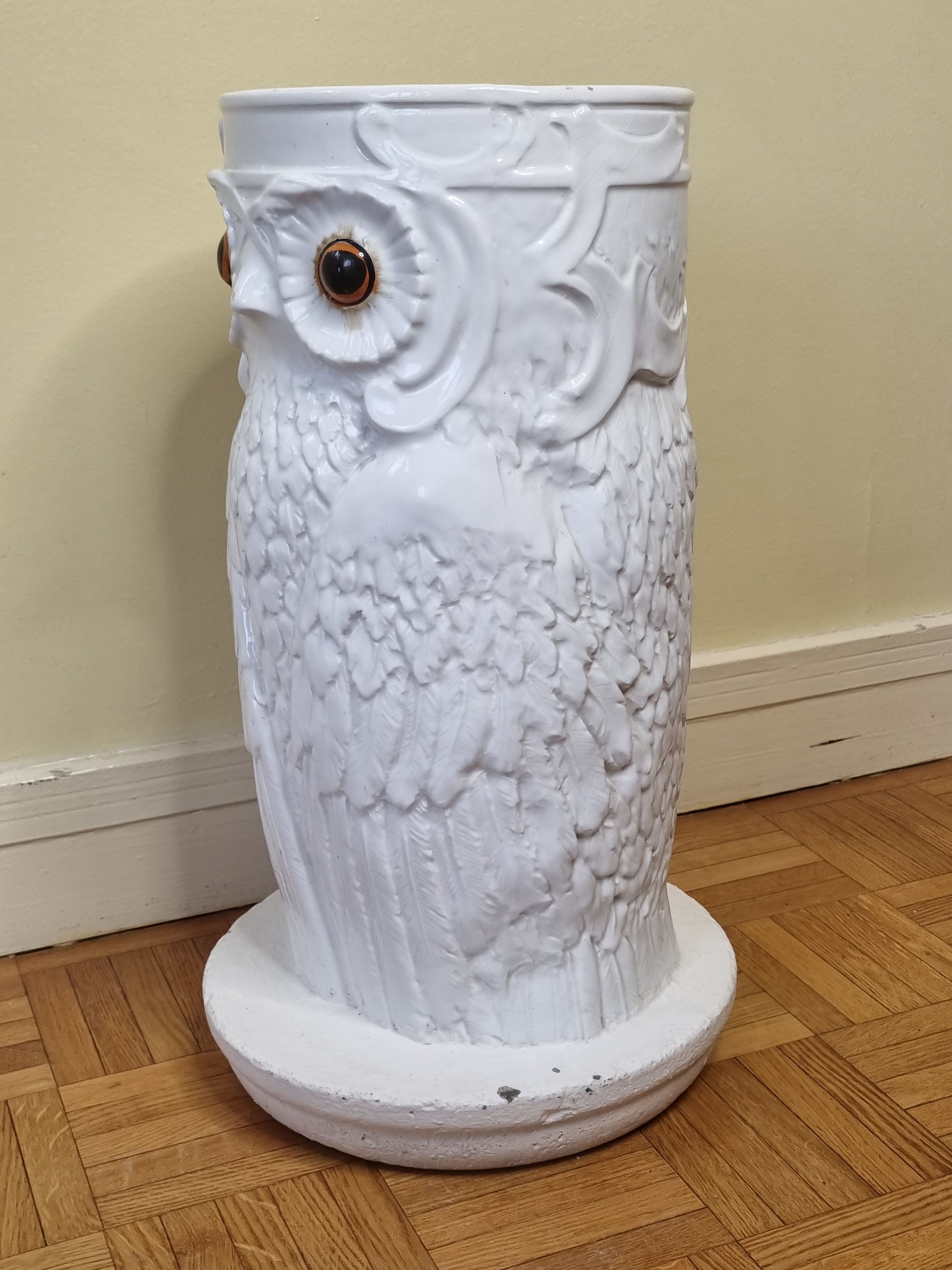 Umbrella door "Owl" in glazed ceramic, Art Deco