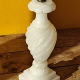 Antique twisted marble lamp base - white stone lamp