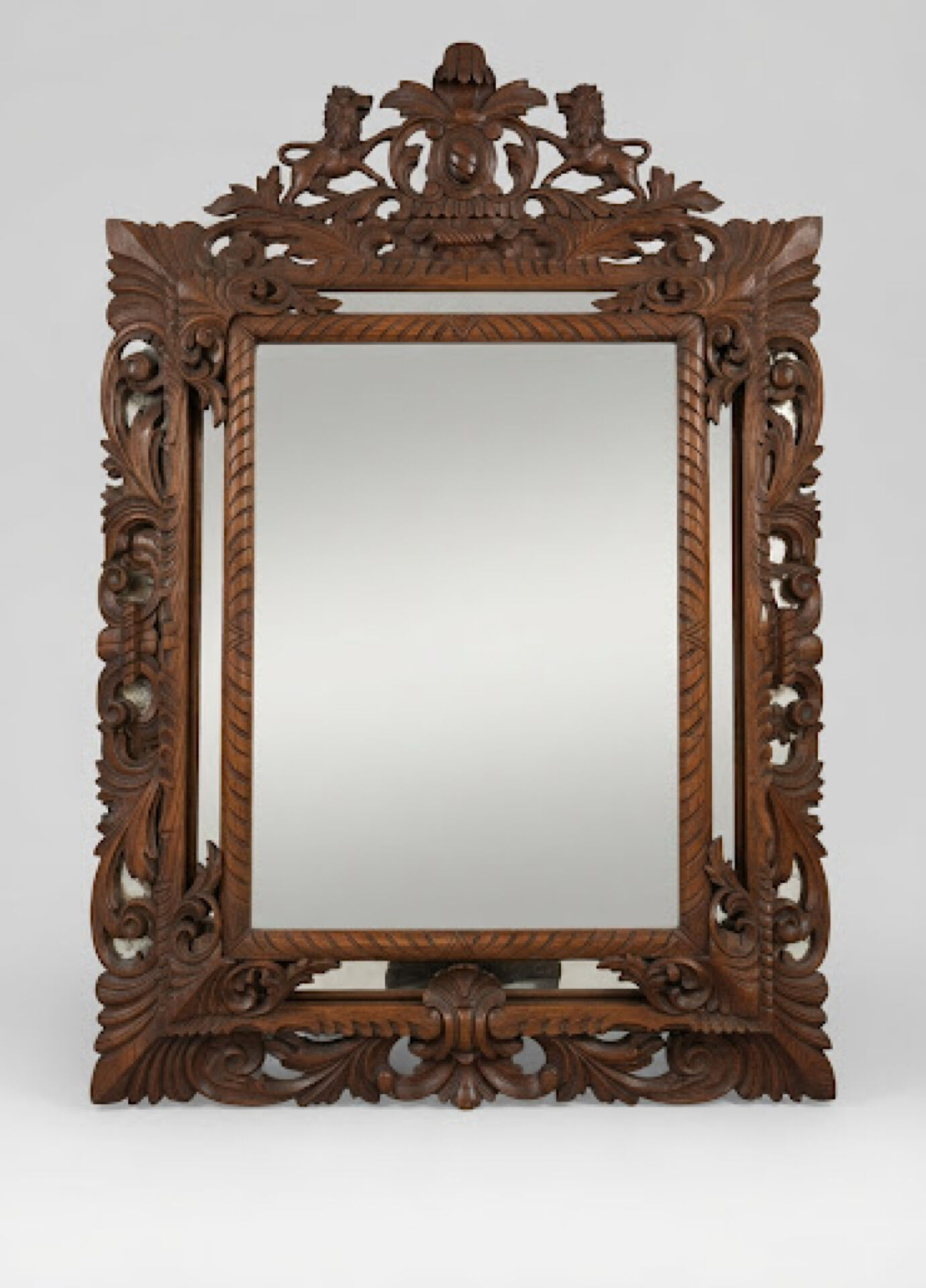 Miroir ancien chêne sculpté - Style Henri II