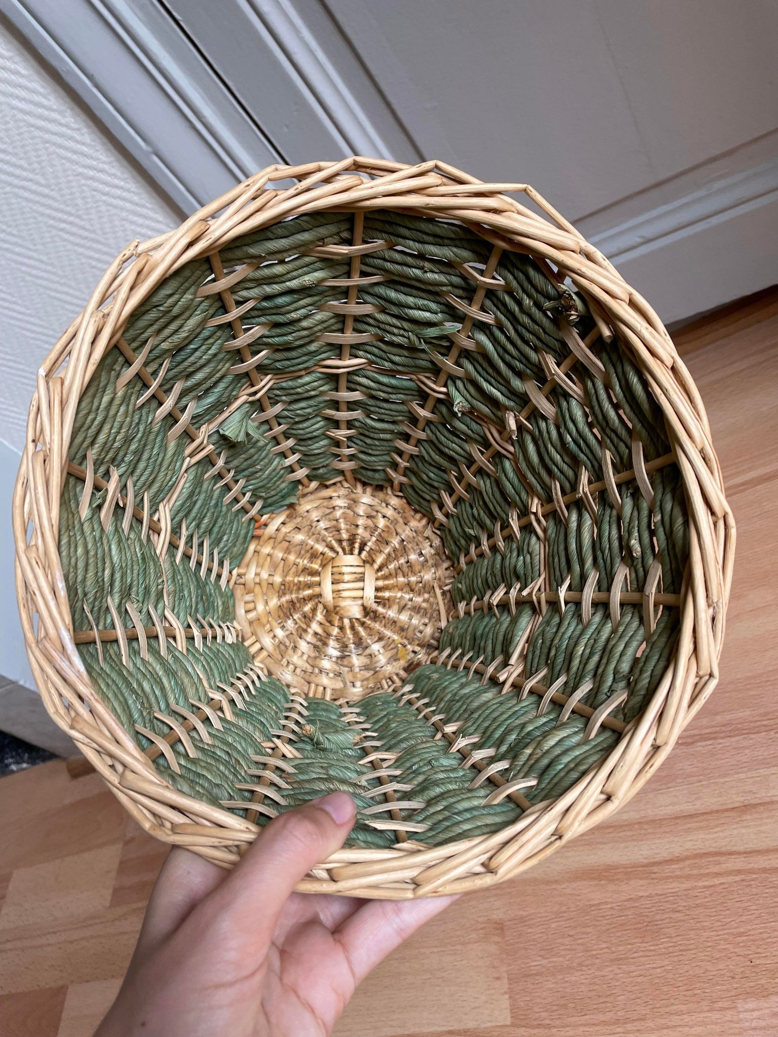 Green wicker basket