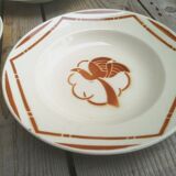 Set of 5 hollow plates signed Badonviller Collection Paradise bird décor