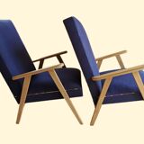 Pair of vintage armchairs renovated with natural materials