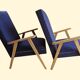 Pair of vintage armchairs renovated with natural materials
