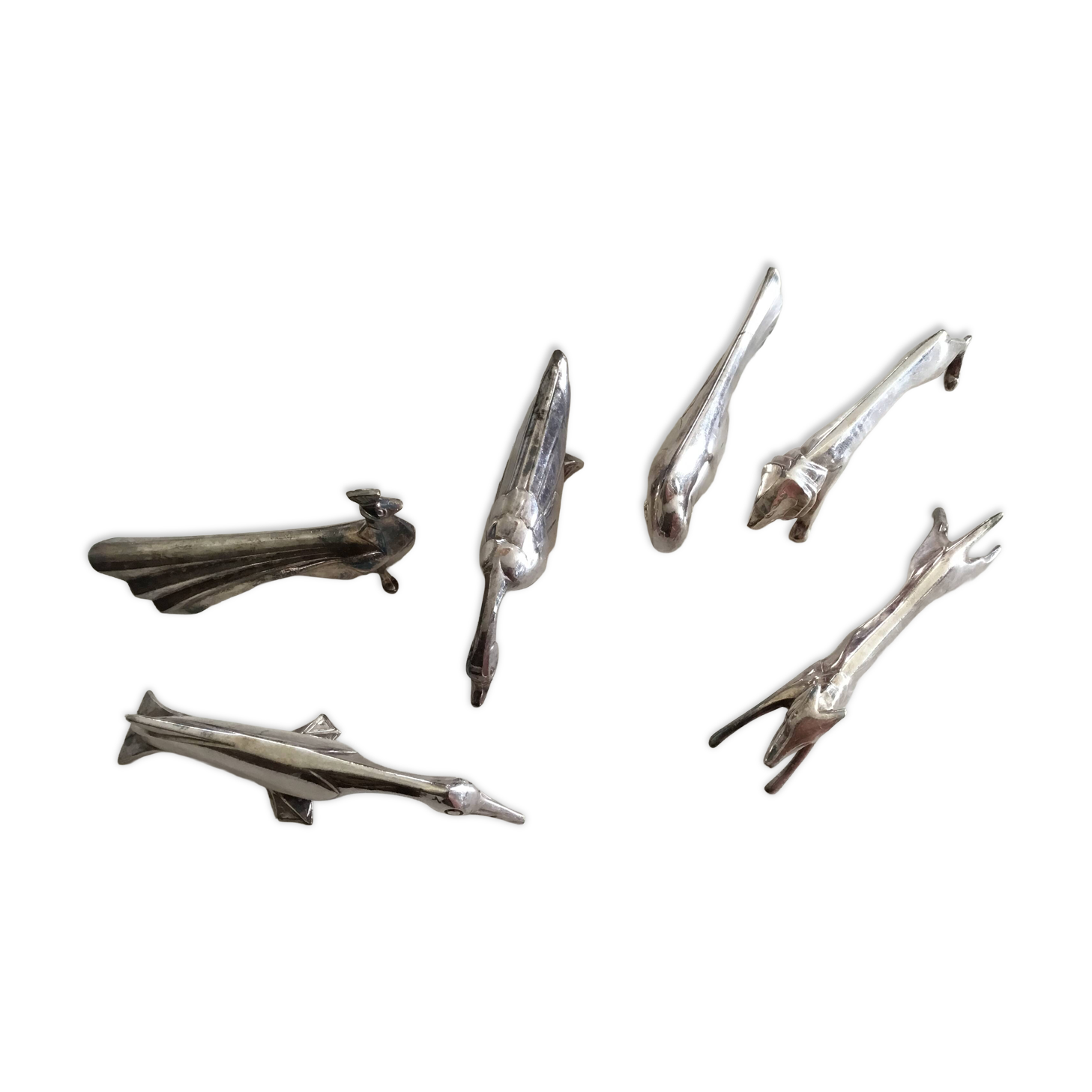 6 animal-themed Art Deco knife rests