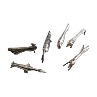 6 animal-themed Art Deco knife rests