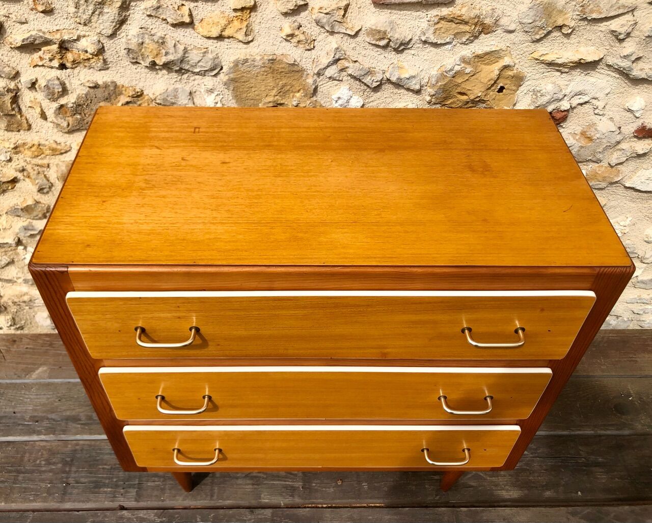 Vintage blond wood chest of drawers, circa 60s