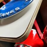 Red magazine ashtray on stand from the 70s