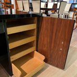 Art Deco Desk in Black Lacquer, Walnut & Metal, France, 1930s-1940s