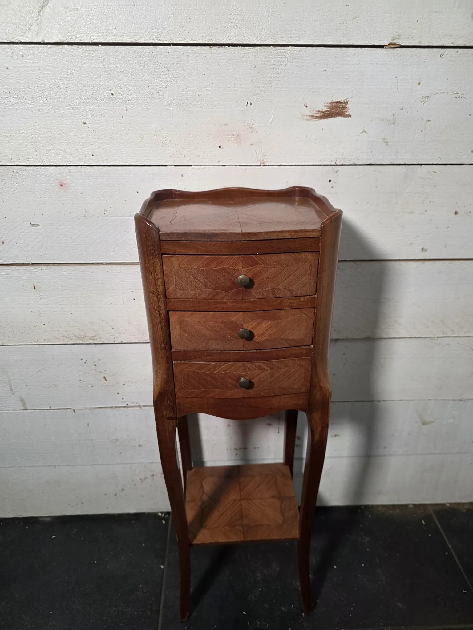 Louis XV style bedside table in marquetry