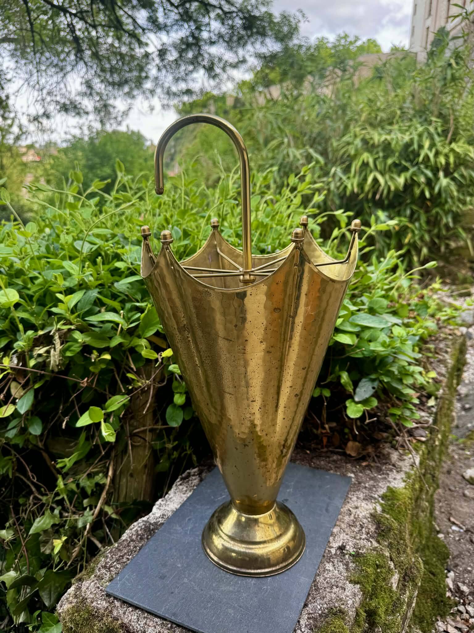 1960s vintage brass umbrella stand